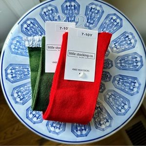 Little Stocking Co Christmas Lace Top Knee Socks, Santa Baby & Mistletoe